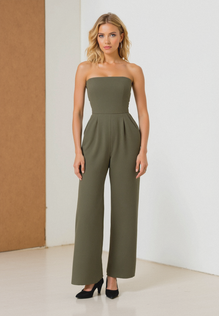 Strapless Wide-Leg Jumpsuit