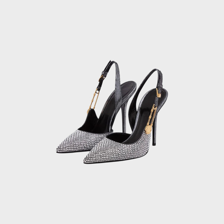 Crystal-Embellished Slingback Heels