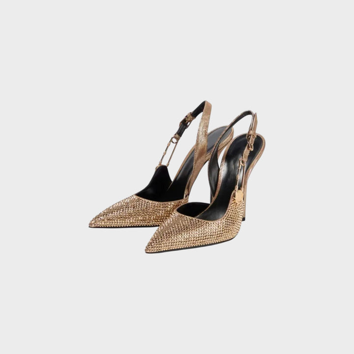 Crystal-Embellished Slingback Heels