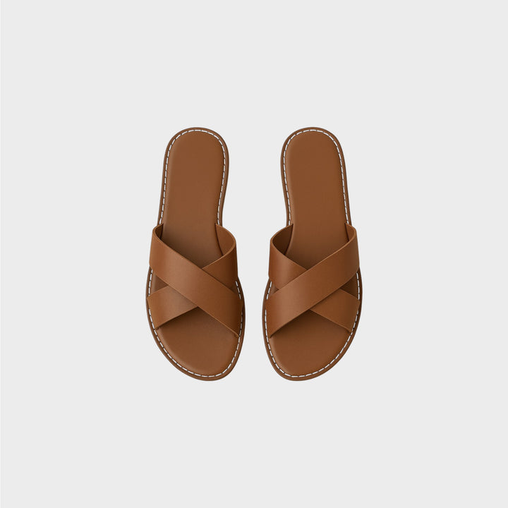 Cross-Strap Slide Sandals